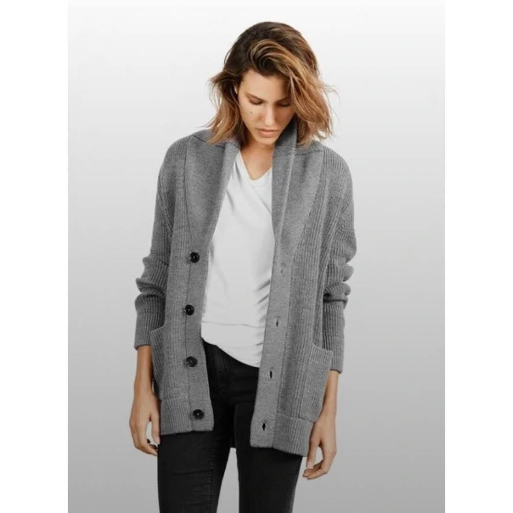 Everlane Chunky Knit Wool Cardigan Gray Womens XSmall